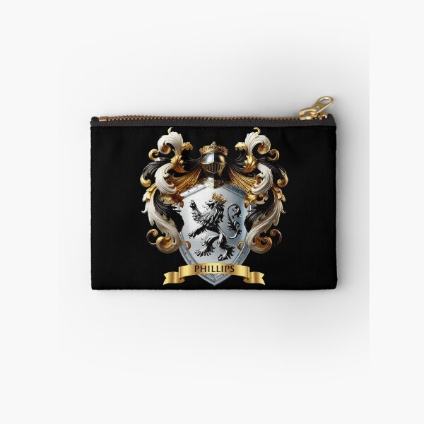 Item preview, Phillips Family Crest   Crowned Silver Lion on Polished Shield of Strength designed and sold by Highlandkings.