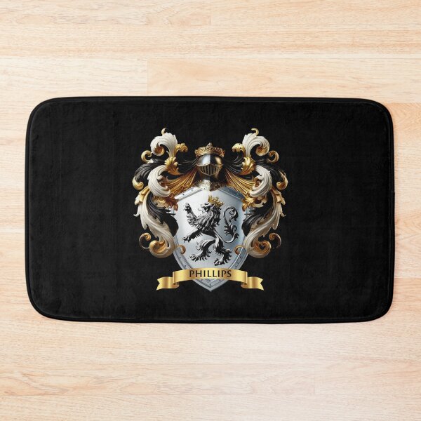 Item preview, Phillips Family Crest   Crowned Silver Lion on Polished Shield of Strength designed and sold by Highlandkings.