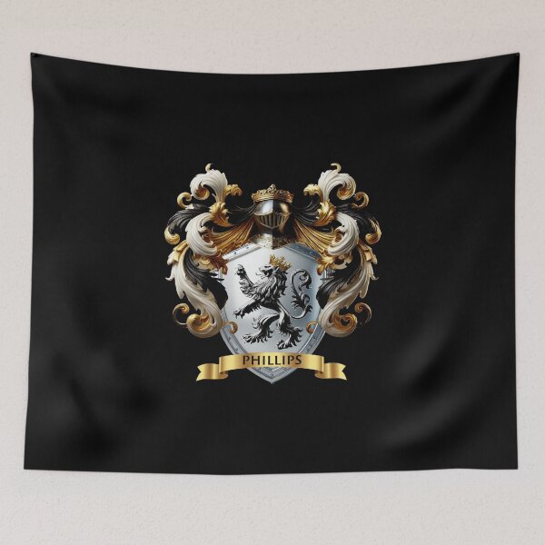 Item preview, Phillips Family Crest   Crowned Silver Lion on Polished Shield of Strength designed and sold by Highlandkings.