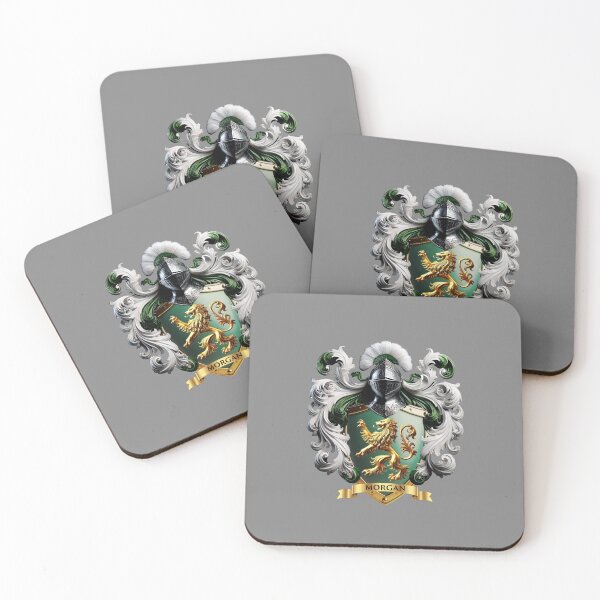 Item preview, Morgan Family Crest   Golden Lion of Valor on Emerald Green Shield designed and sold by Highlandkings.