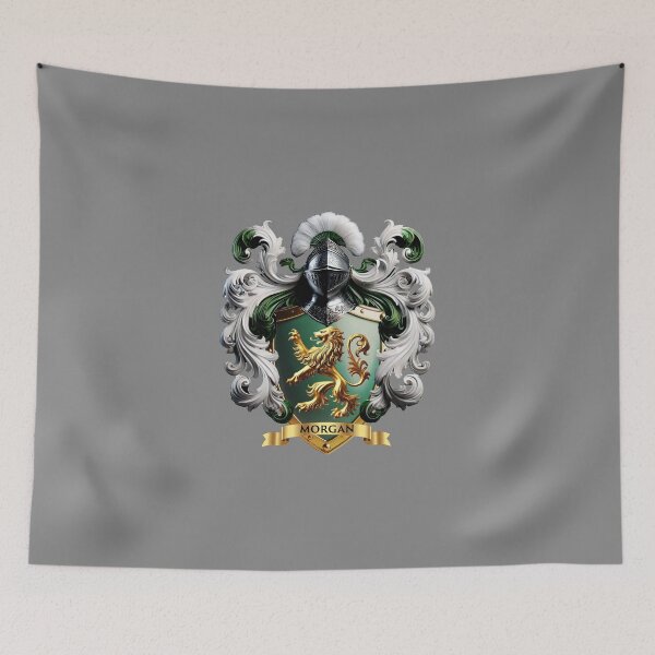Item preview, Morgan Family Crest   Golden Lion of Valor on Emerald Green Shield designed and sold by Highlandkings.