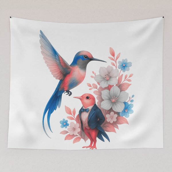 Item preview, Hummingbird & Spring Flowers – Pastel Artistic Illustration designed and sold by branaghbel.