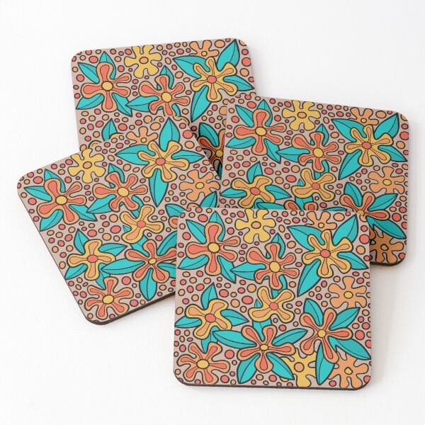 Item preview, 70s flowers in warm tones designed and sold by MarySchwindt.