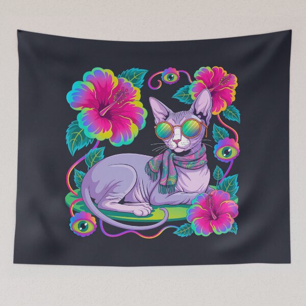 Item preview, Trippy Sphynx Cat – Psychedelic Floral Art for Cat Lovers and Dreamers designed and sold by paulo silveira.