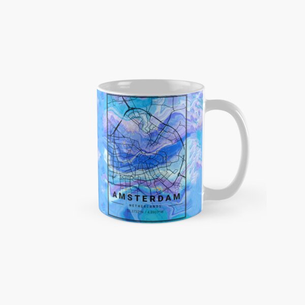 Item preview, Amsterdam City Map Art – Lilac Blue Marble Travel Poster – Netherlands Urban Decor for Adventure Lovers designed and sold by TheUrbanCompass.