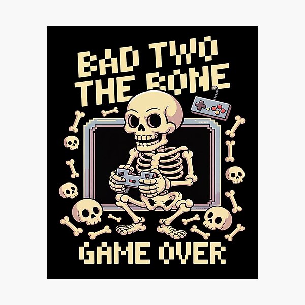 Item preview, Bad Two the Bone Skeleton Gamer designed and sold by MAKOPOKOShop.