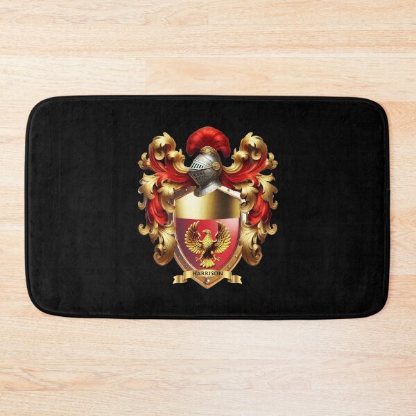 Item preview, Harrison Family Crest   Golden Eagle of Power on Red and Gold Shield designed and sold by Highlandkings.