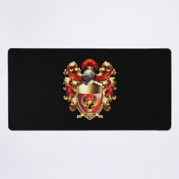 Item preview, Harrison Family Crest   Golden Eagle of Power on Red and Gold Shield designed and sold by Highlandkings.