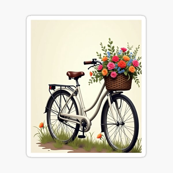 Item preview, Bicycle with Flowers designed and sold by LeytonKit.