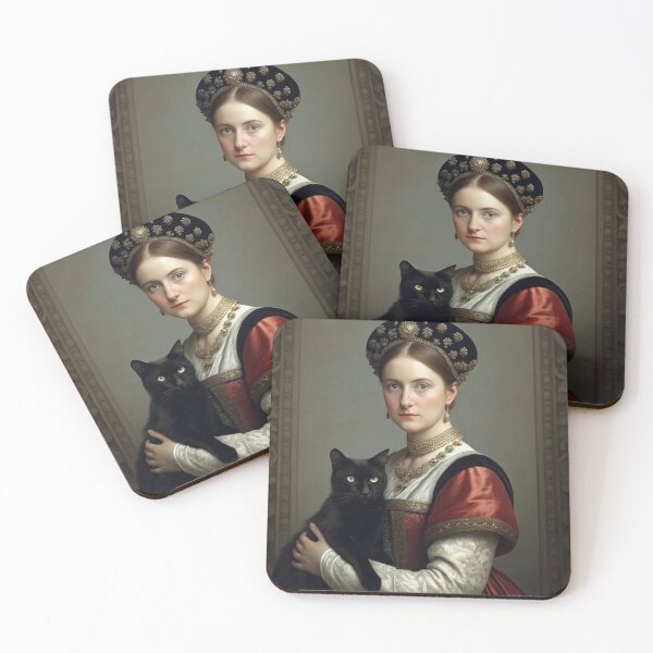 Item preview, Dark Elegance – Regal Woman with Feline Companion designed and sold by Yas_oma.