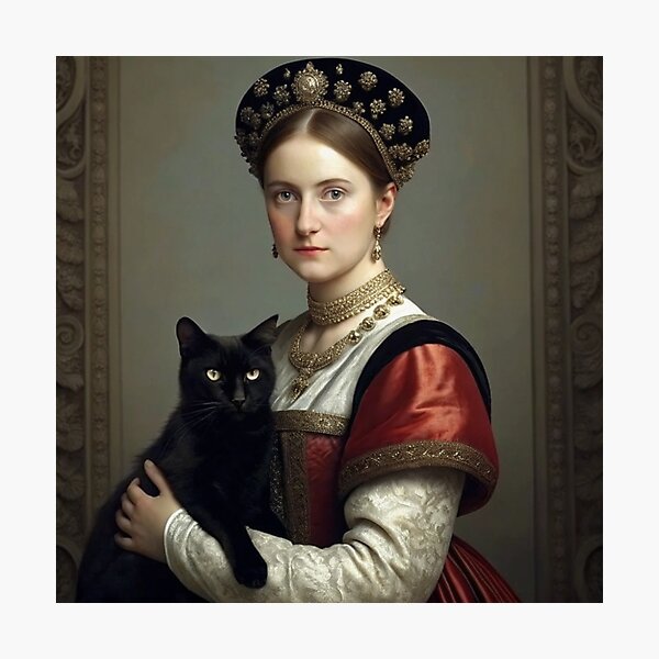 Item preview, Dark Elegance – Regal Woman with Feline Companion designed and sold by Yas_oma.