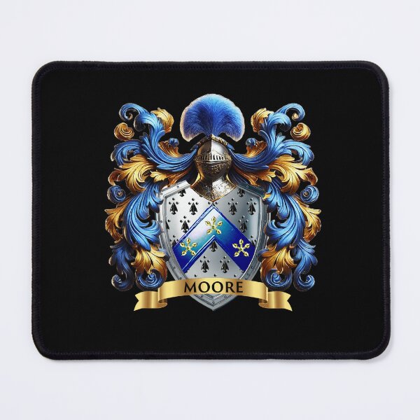 Item preview, Moore Family Crest   Regal Blue Chevron on Silver Ermine Shield designed and sold by Highlandkings.