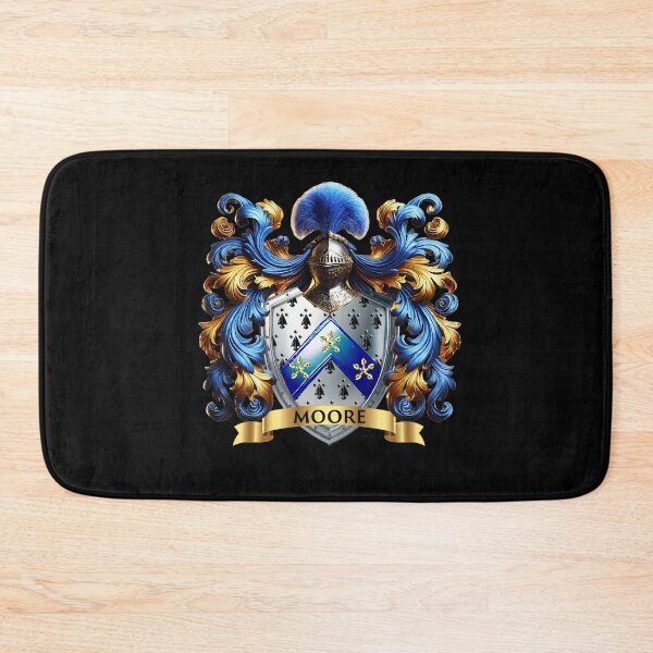 Item preview, Moore Family Crest   Regal Blue Chevron on Silver Ermine Shield designed and sold by Highlandkings.
