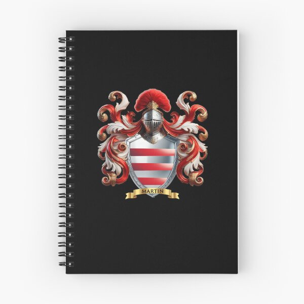 Item preview, Martin Family Crest   Red and Silver Striped Shield Emblem designed and sold by Highlandkings.