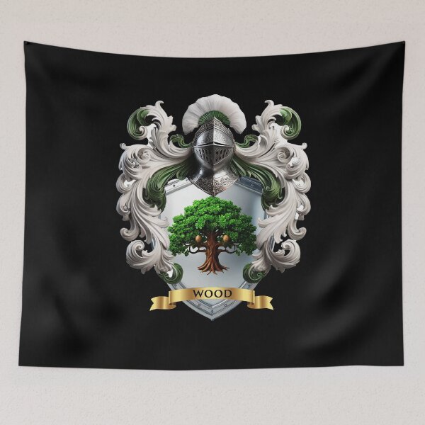 Artikelvorschau, Holz Familienwappen Majestätische Eiche Silbernes Schild Emblem entworfen und verkauft von Highlandkings.