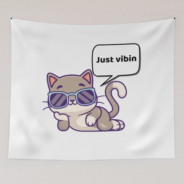 Item preview, Cool Cat Just Vibin – Funny Chill Kitty Illustration designed and sold by dijjaboutique.