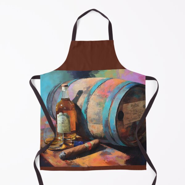 Item preview, Whiskey Bottle, Glass, and Cigar on Rustic Barrel - Vibrant Colors Create Warm, Lively Ambiance designed and sold by OlfactoART Studio.