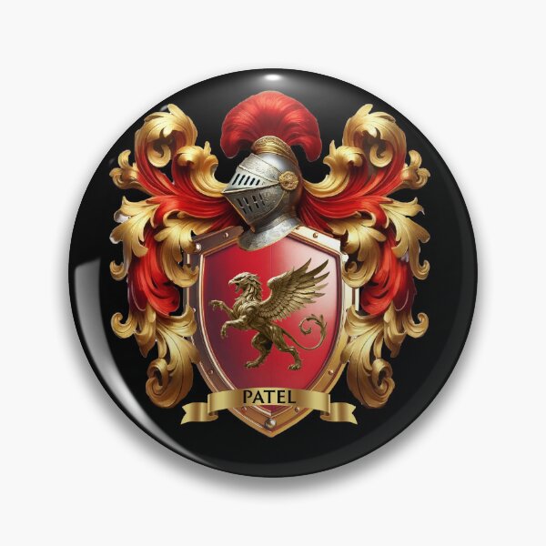 Item preview, Patel Family Crest   Regal Griffin Red and Gold Shield Emblem designed and sold by Highlandkings.