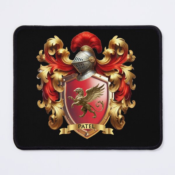 Item preview, Patel Family Crest   Regal Griffin Red and Gold Shield Emblem designed and sold by Highlandkings.