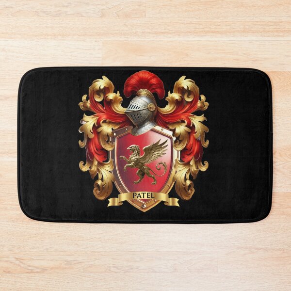 Item preview, Patel Family Crest   Regal Griffin Red and Gold Shield Emblem designed and sold by Highlandkings.
