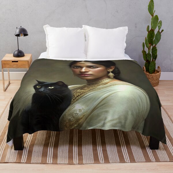 Item preview, Regal Indian Woman with Black Cat – Vintage Portrait designed and sold by Yas_oma.