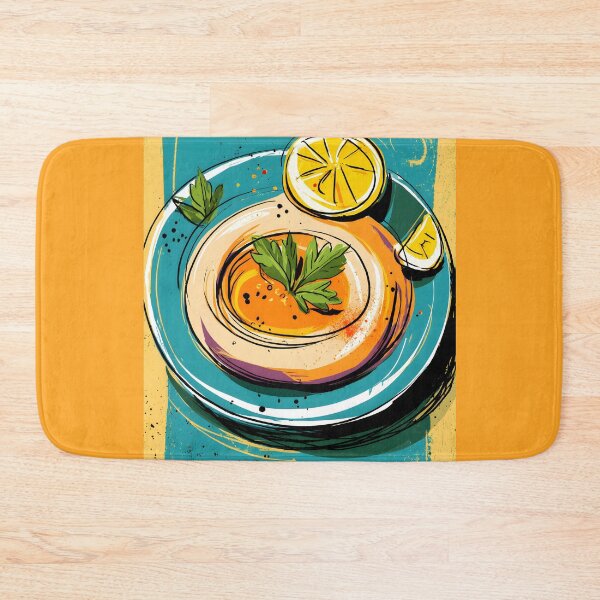 Item preview, Vibrant Hummus Plate Bursting with Fresh Parsley and Zesty Lemon Wedges in Bold Colors designed and sold by OlfactoART Studio.