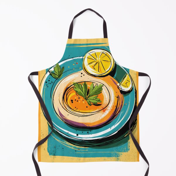 Item preview, Vibrant Hummus Plate Bursting with Fresh Parsley and Zesty Lemon Wedges in Bold Colors designed and sold by OlfactoART Studio.