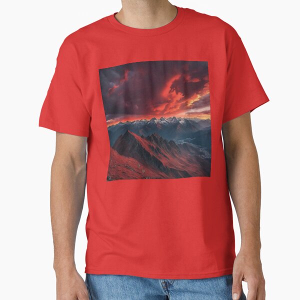 Item preview, Mountain landscape and a red sky designed and sold by MerlinWear.