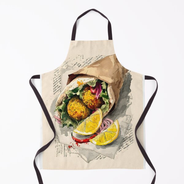 Item preview, Falafel Wrap Garnished with Lemon and Fresh Veggies Against a Textured Backdrop of Words and Color designed and sold by OlfactoART Studio.