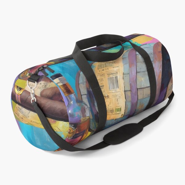 Item preview, Whiskey Barrel and Bottle with Cigars on Papers - Vibrant Multicolored Backdrop of Luxury designed and sold by OlfactoART Studio.