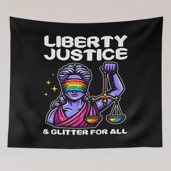 Item preview, LIBERTY, JUSTICE AND GLITTER FOR ALL - LGBTQIA+ GIFT designed and sold by KEF Custom.
