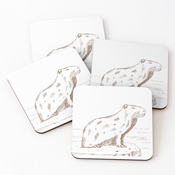 Artikelvorschau, Handgezeichnete Vintage Tierillustration - Capybara entworfen und verkauft von ambisketch.