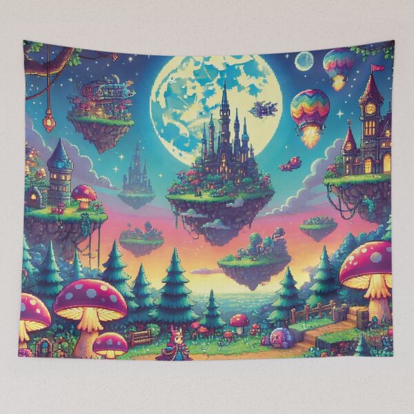 Item preview, Landscape of a fantastic world Pixelart style designed and sold by MerlinWear.