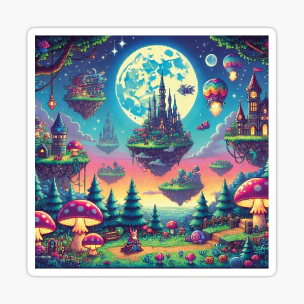 Item preview, Landscape of a fantastic world Pixelart style designed and sold by MerlinWear.
