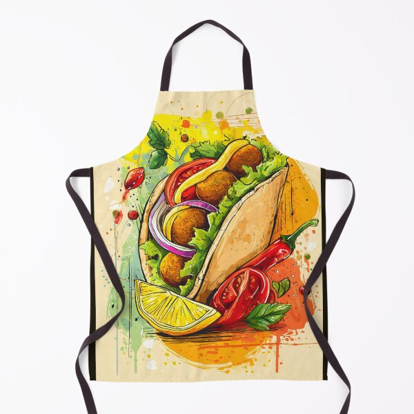 Item preview, Falafel Feast in a Vibrant Pita Wrap Surrounded by Chili Peppers and Fresh Colorful Vegetables designed and sold by OlfactoART Studio.