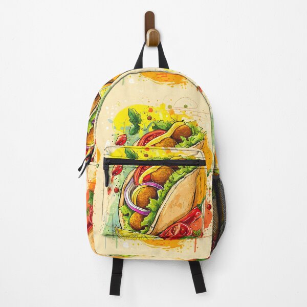 Item preview, Falafel Feast in a Vibrant Pita Wrap Surrounded by Chili Peppers and Fresh Colorful Vegetables designed and sold by OlfactoART Studio.