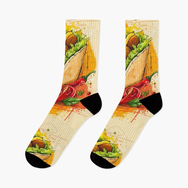 Item preview, Falafel Feast in a Vibrant Pita Wrap Surrounded by Chili Peppers and Fresh Colorful Vegetables designed and sold by OlfactoART Studio.