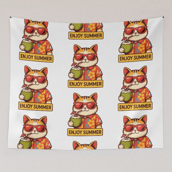 Item preview, Enjoy Summer Cat Cute Beach Vacation designed and sold by Tigerr3g.