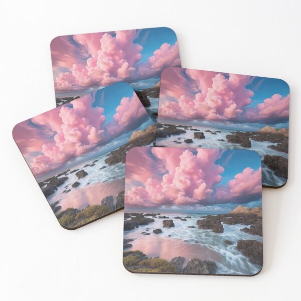 Item preview, Ocean landscape, rocks and red sky designed and sold by MerlinWear.