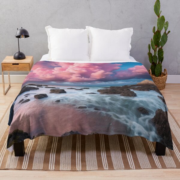 Item preview, Ocean landscape, rocks and red sky designed and sold by MerlinWear.