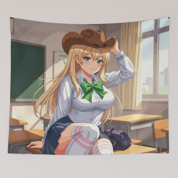 Item preview, Cowgirl School Vibes - Cute Anime Girl in Classroom designed and sold by -DEEWOLF-.