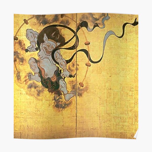 Fujin Raijin-zu (Picture of Wind and Thunder Gods), early Edo period, two panels. National Treasure, Kyoto National Museum Poster
