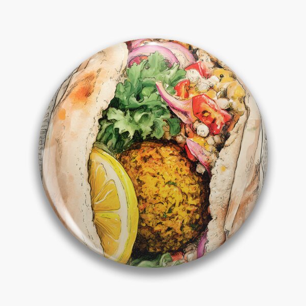 Item preview, Falafel Pita Stuffed with Fresh Veggies and Lemon Wedge Enhanced by Bold Colors and Fiery Chili designed and sold by OlfactoART Studio.