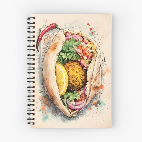 Item preview, Falafel Pita Stuffed with Fresh Veggies and Lemon Wedge Enhanced by Bold Colors and Fiery Chili designed and sold by OlfactoART Studio.