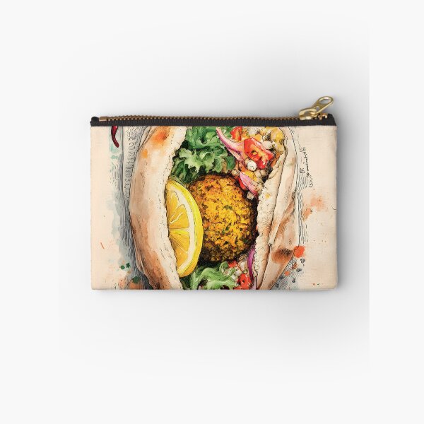 Item preview, Falafel Pita Stuffed with Fresh Veggies and Lemon Wedge Enhanced by Bold Colors and Fiery Chili designed and sold by OlfactoART Studio.