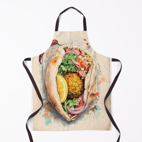 Item preview, Falafel Pita Stuffed with Fresh Veggies and Lemon Wedge Enhanced by Bold Colors and Fiery Chili designed and sold by OlfactoART Studio.