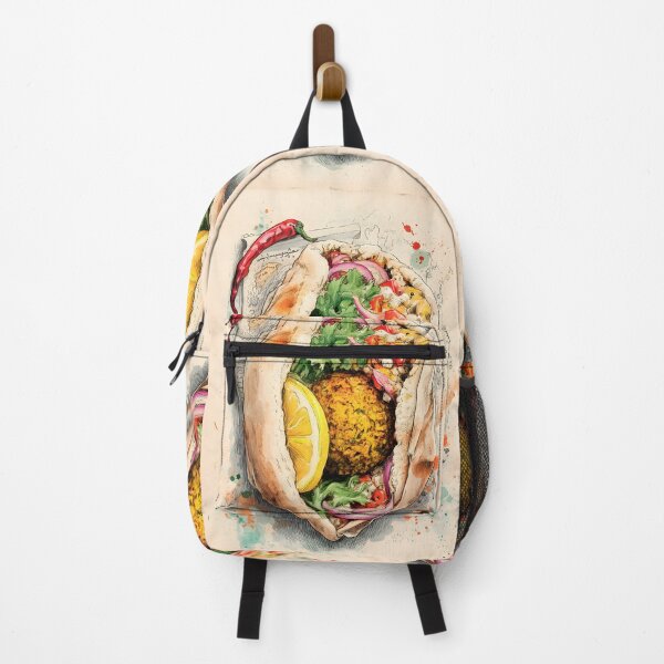 Item preview, Falafel Pita Stuffed with Fresh Veggies and Lemon Wedge Enhanced by Bold Colors and Fiery Chili designed and sold by OlfactoART Studio.
