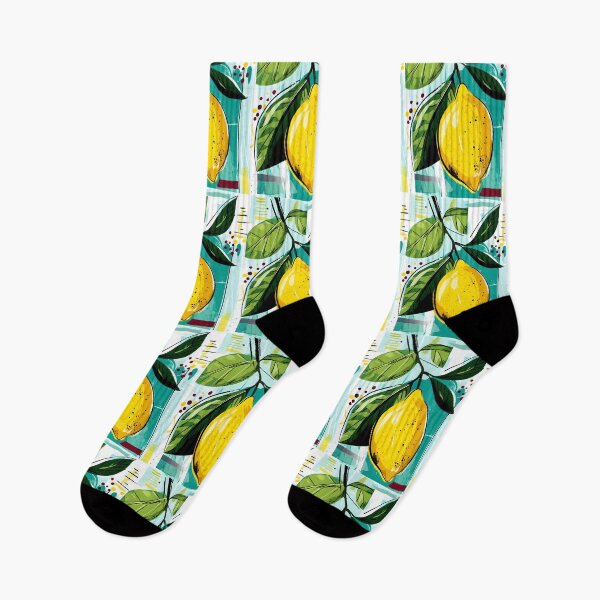 Item preview, Lemon on the Vine - Lively Yellow Lemon Surrounded by Green Leaves Against Abstract Background designed and sold by OlfactoART Studio.
