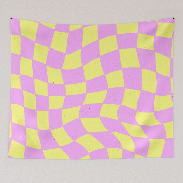 Item preview, Y2K Pink Lipgloss And Yellow Wavy Checkered Pattern designed and sold by DEC02.