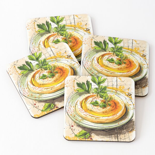 Item preview, Vibrant Hummus Plate Garnished with Fresh Parsley Olive Oil and Spices - Dynamic Lines and Colors designed and sold by OlfactoART Studio.